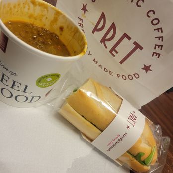 Pret A Manger - Lentil soup and mozzarella and tomato sandwich - Coffee & Tea Near Me - New York, New York