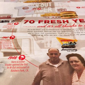 In-N-Out Burger - A pair of paper placemats filled with In-N-Out's history - Burgers Near Me - Reno, Nevada