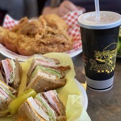 Paul's Place - Club Sandwich & the Broasted Chicken Plate. Enjoy it with a tasty beverage!