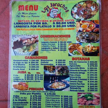 Los Jarochos - Menu side 2 - Seafood Near Me - Rosarito, BCN