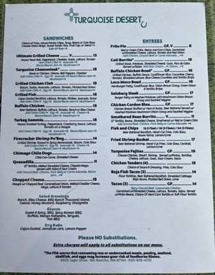 Menu photo 1 Turquoise Desert Rio Rancho, NM