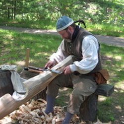 Forts Folle Avoine Historic Park - Woodworking demonstration from the period that the fur traders were present at the Historical Site (1802-1805) during Yellow River Echoes.