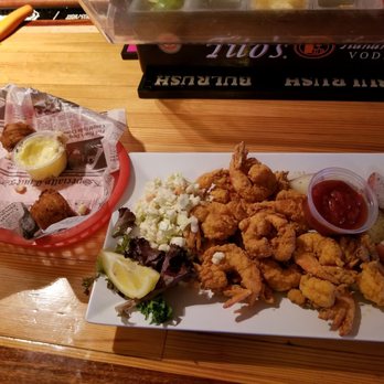 Bubba Gumbo's - Fried shrimp dinner with their famous hush puppies. - Seafood Near Me - Tybee Island, Georgia Bubba Gumbo's - Fried shrimp dinner with their famous hush puppies. - Seafood Near Me - Tybee Island, Georgia