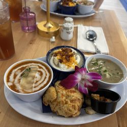 Broth's flight of hearty soups. Parking behind shops. Inside dining or covered outside dining. So good