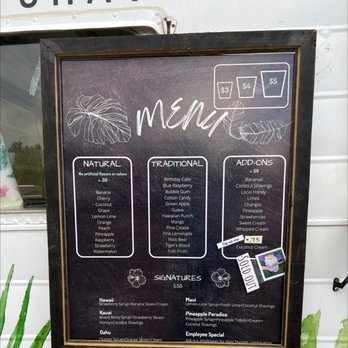 Aloha Fresh - a menu on a blackboard - Shaved Snow Near Me - Eagle, Idaho Aloha Fresh - a menu on a blackboard - Shaved Snow Near Me - Eagle, Idaho