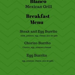 Breakfast Menu