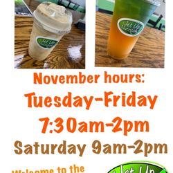 JET UP Nutrition - November hours! Breakfast and Lunch! Follow on Facebook at Jet Up Nutrition and Instagram at Jetup_nutrition for updates