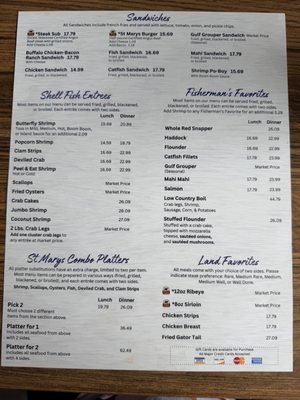Menu photo 2 St Marys Seafood & More St. Augustine, FL Menu photo 2 St Marys Seafood & More St. Augustine, FL