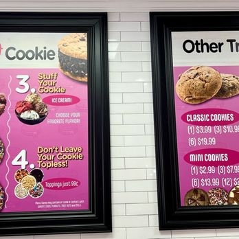 The Stuffed Cookie - Menu on wall. - Ice Cream & Frozen Yogurt Near Me - Brandon, Florida