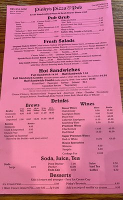 Menu photo 4 Pinky's Pizza & Pub Walnut Creek, CA