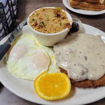 Good Day Cafe - Chicken fried steak and eggs with fried rice! - Breakfast & Brunch Near Me - Vallejo, California