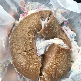 Creole Bagelry and Cafe' - Monthly special (chocolate hazelnut bagel) with birthday cake Cream Cheese - Breakfast & Brunch Near Me - Slidell, Louisiana