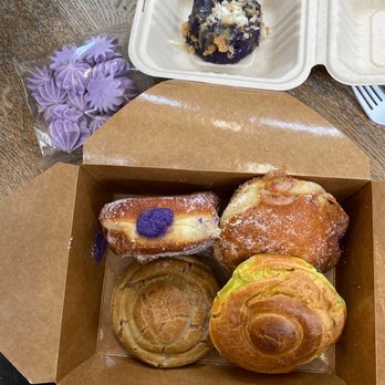 Jack Eats - Ube feast with Ube meringue cookies, Ube mini cake, Ube donuts, cereal milk donuts, Ube and Buko Pandan cream puffs - Bakeries Near Me Jack Eats - Ube feast with Ube meringue cookies, Ube mini cake, Ube donuts, cereal milk donuts, Ube and Buko Pandan cream puffs - Bakeries Near Me