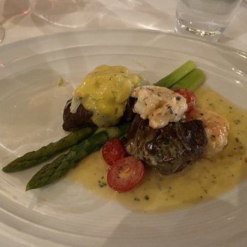 Mitchell's Steakhouse - Tenderloin duet Oscar Style and Scampi Style with asparagus - Steakhouses Near Me - Columbus, Ohio Mitchell's Steakhouse - Tenderloin duet Oscar Style and Scampi Style with asparagus - Steakhouses Near Me - Columbus, Ohio