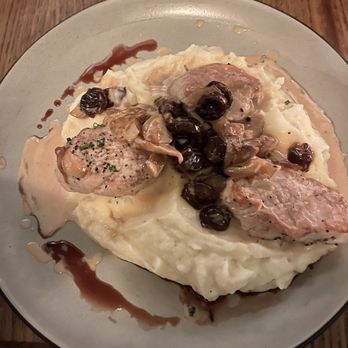 Allswell - Pork Tenderloin Medallions- pommel puree, charred onion, chives & drunken cherry butter - Gastropubs Near Me - Sarasota, Florida Allswell - Pork Tenderloin Medallions- pommel puree, charred onion, chives & drunken cherry butter - Gastropubs Near Me - Sarasota, Florida
