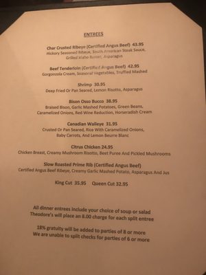 Menu photo 2 Theodores’ Dining Room Medora, ND Menu photo 2 Theodores’ Dining Room Medora, ND