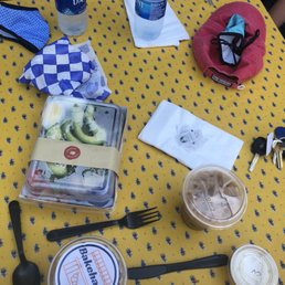 Niçoise salad, parfait and iced caramel coffee