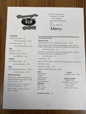 Menu photo 4 Dannys BBQ Lewistown, PA Menu photo 4 Dannys BBQ Lewistown, PA