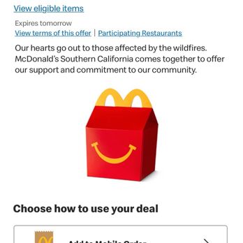 McDonald's - Free happy meal - Fast Food Near Me - Los Angeles, California