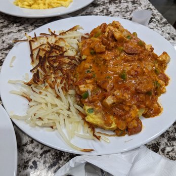 Sweet Basil Cafe - Jambalaya Omelette - Breakfast & Brunch Near Me - Champaign, Illinois Sweet Basil Cafe - Jambalaya Omelette - Breakfast & Brunch Near Me - Champaign, Illinois