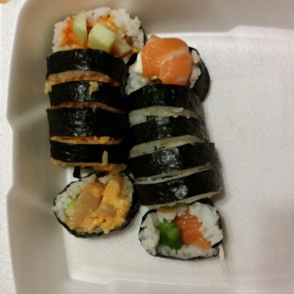 Shawn's Sushi - Spicy yellowtail roll and Philadelphia roll (fresh salmon, not smoked) - Sushi Bars Near Me - Warr Acres, Oklahoma Shawn's Sushi - Spicy yellowtail roll and Philadelphia roll (fresh salmon, not smoked) - Sushi Bars Near Me - Warr Acres, Oklahoma