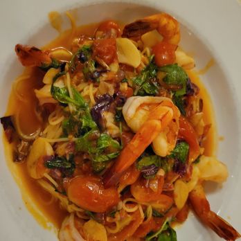 Coppola's East - a plate of pasta with shrimp and vegetables - Italian Near Me - New York, New York Coppola's East - a plate of pasta with shrimp and vegetables - Italian Near Me - New York, New York