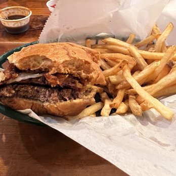 P'unk Burger - P'unk Burger with basket of Idaho potato fries with truffle oil on the fries so good - Burgers Near Me - Philadelphia, Pennsylvania P'unk Burger - P'unk Burger with basket of Idaho potato fries with truffle oil on the fries so good - Burgers Near Me - Philadelphia, Pennsylvania