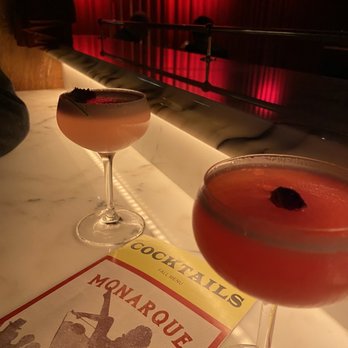 Monarque - Ma Chérie and La Vie en Rose cocktails at the bar while waiting for our table - French Near Me - Baltimore, Maryland Monarque - Ma Chérie and La Vie en Rose cocktails at the bar while waiting for our table - French Near Me - Baltimore, Maryland