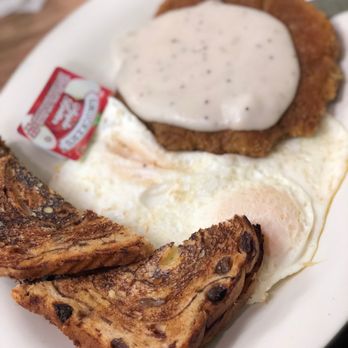 Sunrise Grill - Chicken fried steak with raisin toast and eggs - New American Near Me - North Augusta, South Carolina Sunrise Grill - Chicken fried steak with raisin toast and eggs - New American Near Me - North Augusta, South Carolina