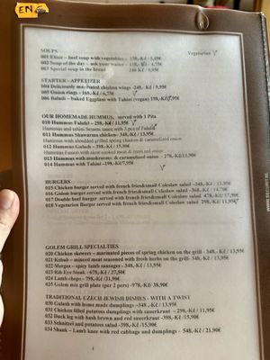 Menu photo 4 Golem Restaurant Praha 1, PR
