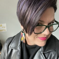 JeicobyScott Salon - I talked a lot about loving my haircut but also LOVE my color transformation!! And the earrings are from the salon lobby :)