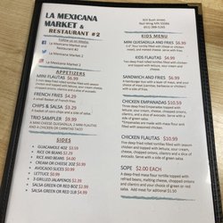 La Mexicana Market & Restaurant - Menu