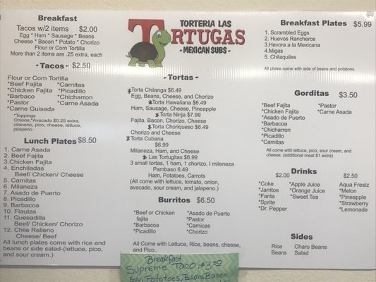 Menu photo 1 Torteria Las Tortugas Rockdale, TX