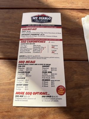 Menu photo 1 Mt Diablo BBQ Lafayette, CA Menu photo 1 Mt Diablo BBQ Lafayette, CA