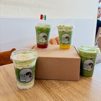 Pan Pan - Left to right: Banana Cream Matcha Strawberry Matcha Mango Sticky Rice Matcha Double Matcha - Bakeries Near Me - Pantego, Texas Pan Pan - Left to right: Banana Cream Matcha Strawberry Matcha Mango Sticky Rice Matcha Double Matcha - Bakeries Near Me - Pantego, Texas