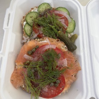 Courage Bagels - Half salmon and half veggie - Bagels Near Me - Los Angeles, California