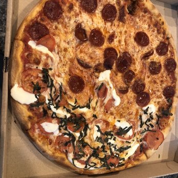 Lizzano's Pizza - Half pep half Margarita Pizza - Italian Near Me - Euless, Texas Lizzano's Pizza - Half pep half Margarita Pizza - Italian Near Me - Euless, Texas
