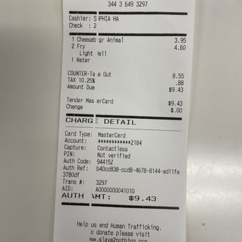 In-N-Out Burger - Receipt with time stamp. - Fast Food Near Me - Bellflower, California In-N-Out Burger - Receipt with time stamp. - Fast Food Near Me - Bellflower, California