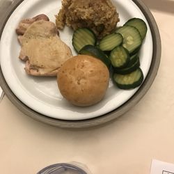 Manor Care Wingfield - Cold semi cooked chicken. Stuffing ( not sure my dog would eat). Nutrition is not a priority on there meals