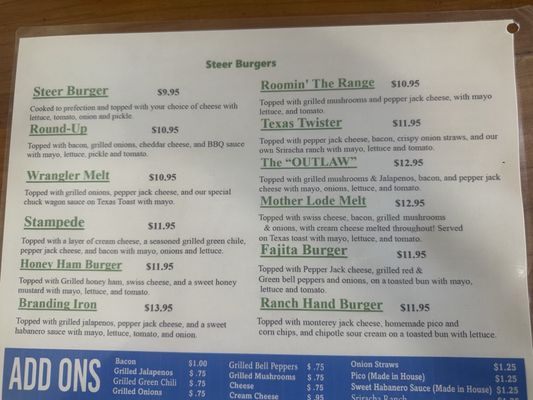 Menu photo 1 Steerburger Grill & Grub Rockport, TX Menu photo 1 Steerburger Grill & Grub Rockport, TX