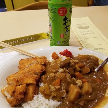 Tensuke Express - My order of their savory Chicken Cutlet Curry Rice with a bottle of Green Tea. - Noodles Near Me - Columbus, Ohio