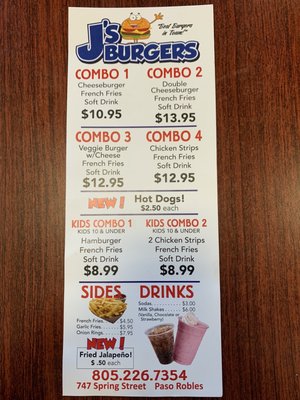 Menu photo 8 J's Burgers Paso Robles, CA Menu photo 8 J's Burgers Paso Robles, CA