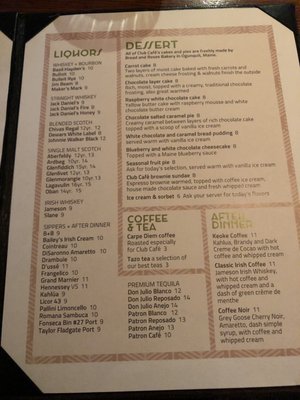 Menu photo 2 Club Café Boston, MA Menu photo 2 Club Café Boston, MA
