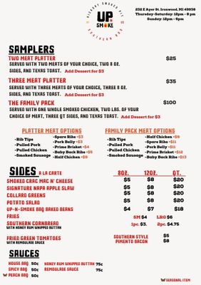 Menu photo 1 UP-N-Smoke BBQ Ironwood, MI Menu photo 1 UP-N-Smoke BBQ Ironwood, MI