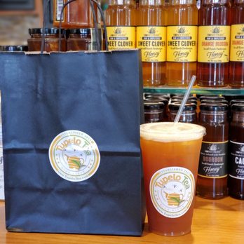 Tupelo Tea - a paper bag and a cup of tea - Tea Rooms Near Me - Blue Ridge, Georgia