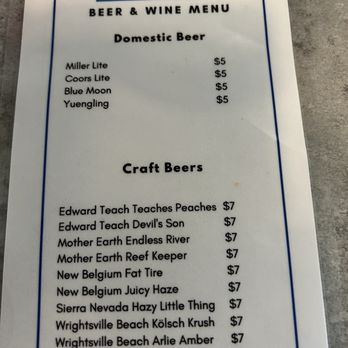 Breezeway Restaurant - Beer and wine menu - Seafood Near Me - Topsail Beach, North Carolina