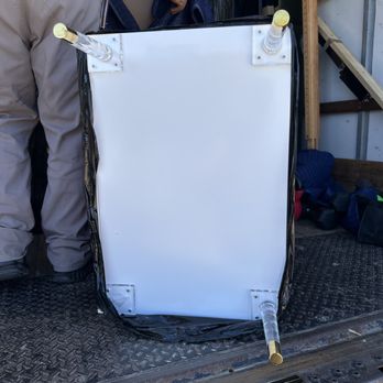 Helix Moving And Storage - Nightstand with one leg completely broken off. The other nightstand had two legs broken off. - Movers Near Me - Gaithersburg, Maryland Helix Moving And Storage - Nightstand with one leg completely broken off. The other nightstand had two legs broken off. - Movers Near Me - Gaithersburg, Maryland