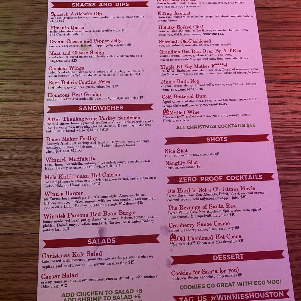 Winnie's - Holiday Menu - Cocktail Bars Near Me - Houston, Texas Winnie's - Holiday Menu - Cocktail Bars Near Me - Houston, Texas