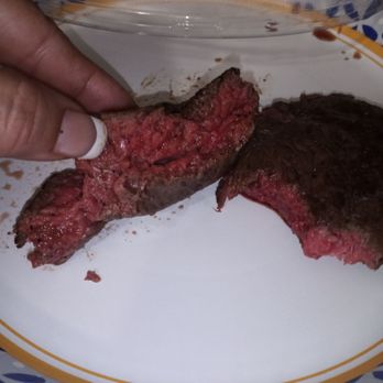 Outback Steakhouse - Supposed to be med-well. It's raw. - Steakhouses Near Me - Denton, Texas