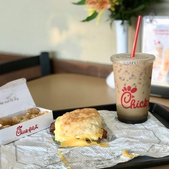 Chick-fil-A - Iced coffee, sausage/egg/cheese sandwich w/ hash browns - Fast Food Near Me - Virginia Beach, Virginia Chick-fil-A - Iced coffee, sausage/egg/cheese sandwich w/ hash browns - Fast Food Near Me - Virginia Beach, Virginia
